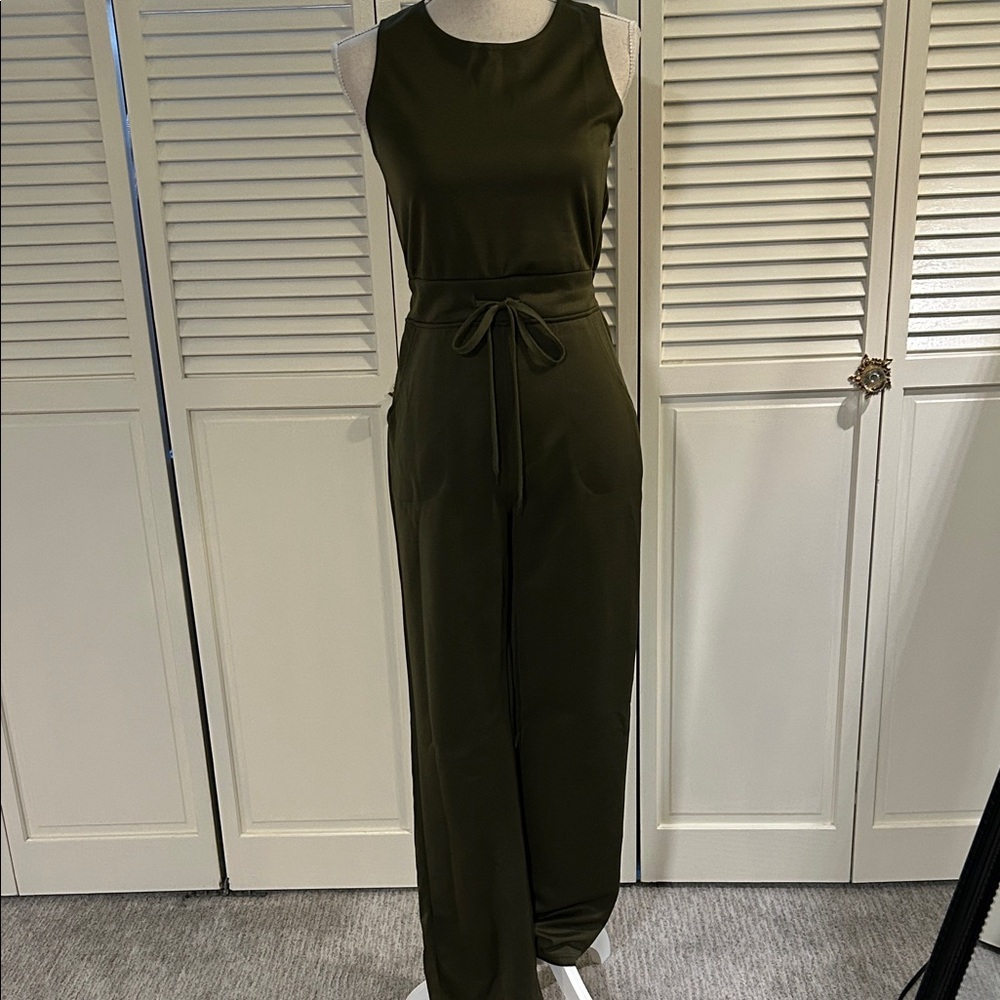 NWOT Olive Green Jumpsuit knit fabric